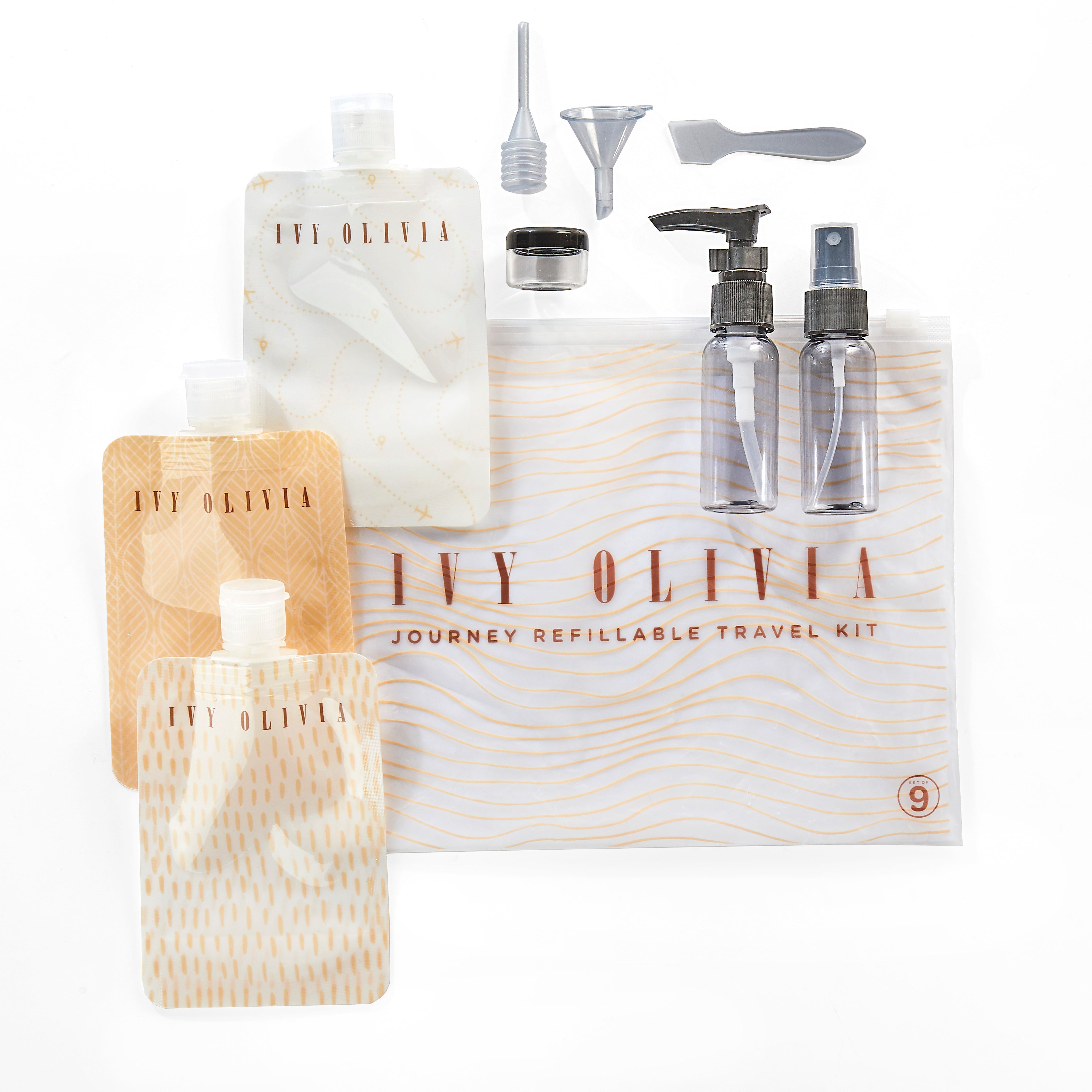 Ivy Olivia Journey 9-Piece Refillable Travel Kit